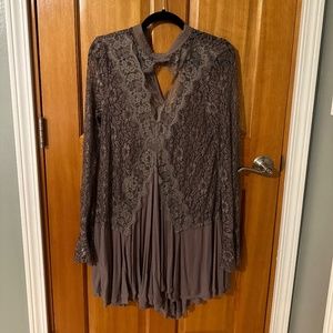 Free people secret origins lace tunic gray small